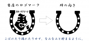 馬九のロゴマーク蹄鉄の向きの意味の画像